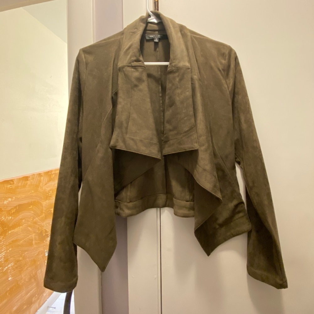 Romeo and Juliet faux suede shawl cropped jacket